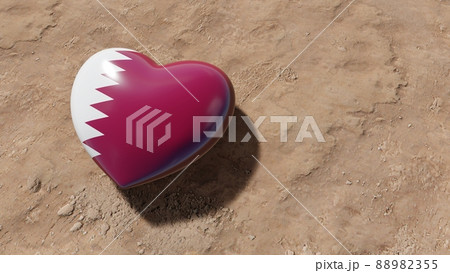 Qatar heart with Qatar flag 3D rendering Qatar heart with Qatar flag 3D rendering 88982355