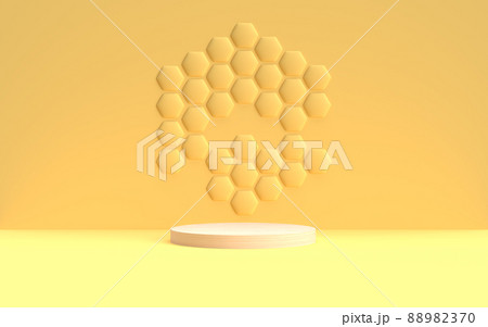 Honey style podium with hexagonal background 3D rendering 88982370