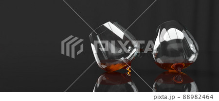 Cognac in two glasses 3D rendering 88982464