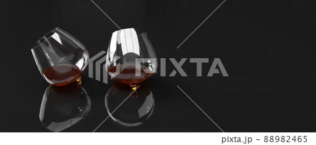 Cognac in two glasses 3D rendering 88982465