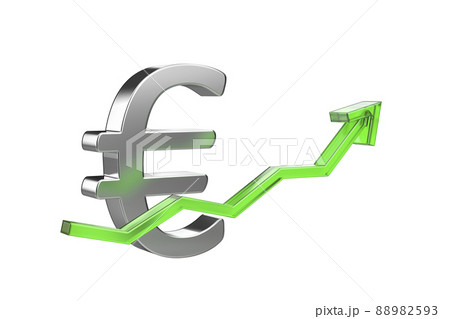 Euro symbol with green arrow pointing up Euro symbol with green arrow pointing up 88982593