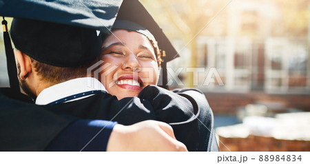 We deserve this just like everyone else. Cropped shot of a young woman embracing her male friend after graduating. We deserve this just like everyone else. Cropped shot of a young woman embracing her male friend after graduating. 88984834