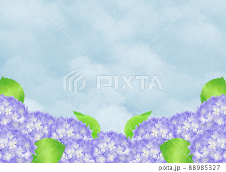 水彩画タッチの紫陽花がある風景のイラスト素材 5327