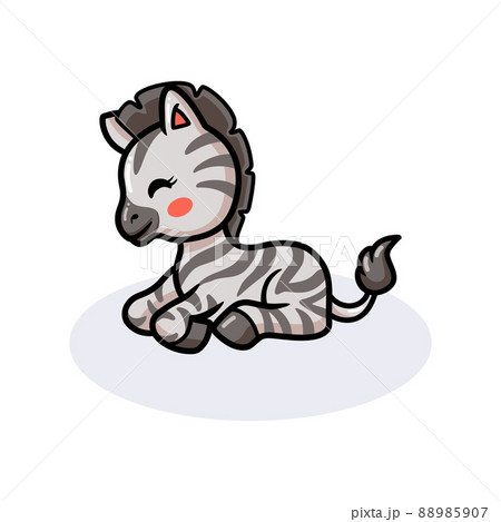 Cute baby zebra cartoon lying down Cute baby zebra cartoon lying down 88985907