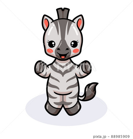 Cute baby zebra cartoon posing	 88985909