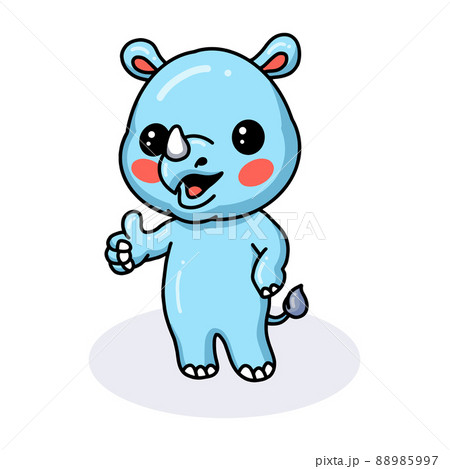 Cute baby rhino cartoon giving thumb up Cute baby rhino cartoon giving thumb up 88985997