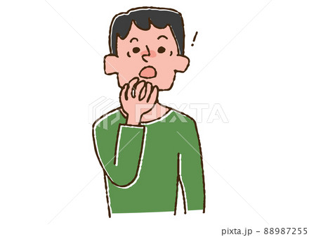 何か忘れていたことに気がついた男性 コミカルな手書きの人物 ベクター、線画にカラー 何か忘れていたことに気がついた男性 コミカルな手書きの人物 ベクター、線画にカラー 88987255