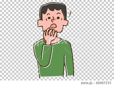 何か忘れていたことに気がついた男性 コミカルな手書きの人物 ベクター、線画にカラー 何か忘れていたことに気がついた男性 コミカルな手書きの人物 ベクター、線画にカラー 88987255