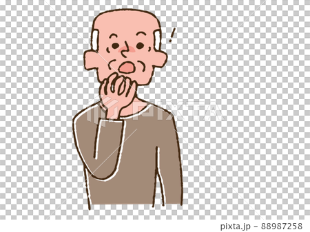 Elderly man who realized that he had forgotten something Comical handwritten person Vector, color on line drawing Elderly man who realized that he had forgotten something Comical handwritten person Vector, color on line drawing 88987258