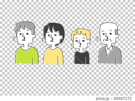 一組流鼻血的人 可笑的手寫數字矢量，彩色線條圖 88987272