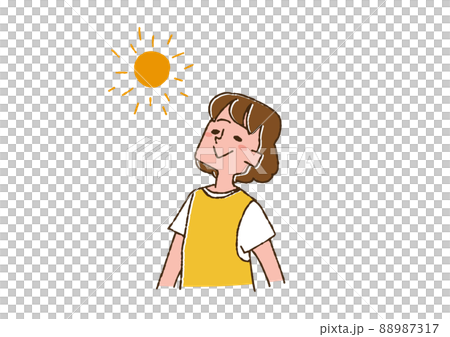 Woman in the sun Comical handwritten person... - Stock Illustration  [88987317] - PIXTA