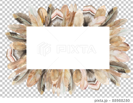 Watercolor Bohemian geometric frame made with...のイラスト素材 [88988280] - PIXTA