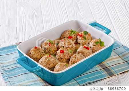 Banh Mi Vietnamese spicy Meatballs, top view 88988709