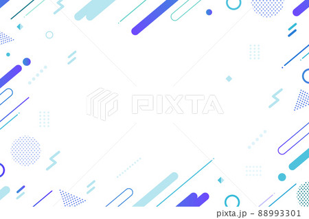 【青・水色系】幾何学模様背景・メンフィスのフレームパターン素材	 88993301