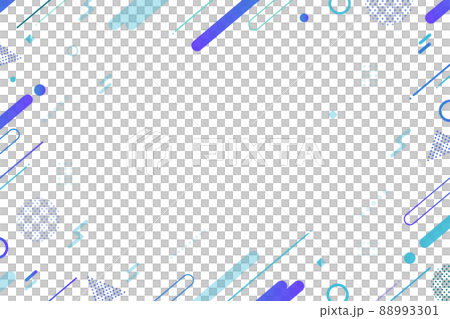 【青・水色系】幾何学模様背景・メンフィスのフレームパターン素材	 88993301