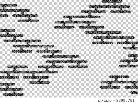 日本圖案插圖：E霞和青海波黑 88993791