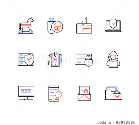 Online data theft and bugs - line design style icons 88993936