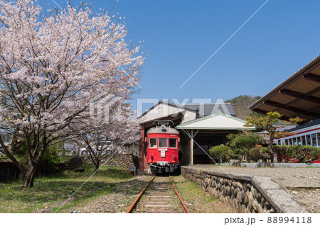 廃駅に咲く満開の桜と動く事の無い電車・谷汲駅跡 廃駅に咲く満開の桜と動く事の無い電車・谷汲駅跡 88994118
