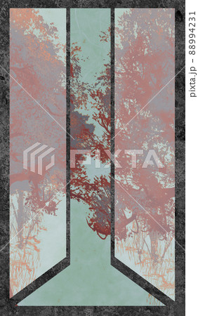 神秘的な森へと開く扉の背景イラスト・シックなセピアブルー系の風景 88994231