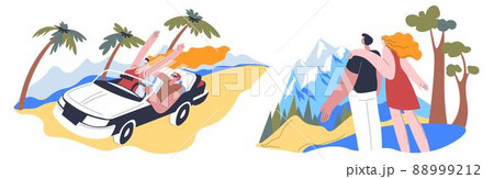 Summer vacations by mountains and seaside vector 88999212