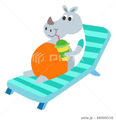 Rhino relaxing on summer holiday vacation vector 88999538