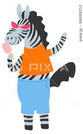 Funny zebra character wearing glasses, vector 88999552