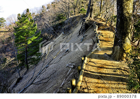 丹沢の大山三峰山 大山三峰縦走コースの崩落した山地 丹沢の大山三峰山 大山三峰縦走コースの崩落した山地 89000378