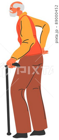Grandfather with walking stick, senior man vector 89000452