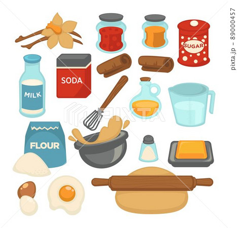 Cooking and baking ingredients, flour and eggs 89000457