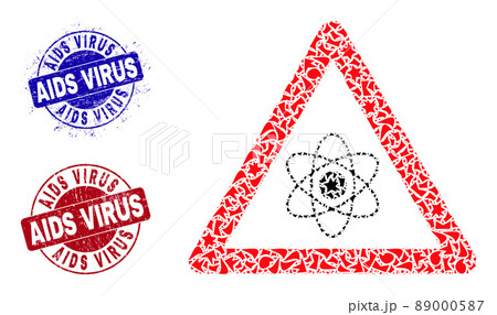 Atom Warning Mosaic of Shards with AIDS Virus Distress Stamps 89000587