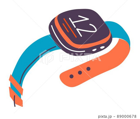 Modern sportive watch, smart gadget device vector 89000678
