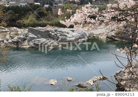 吉野川中流域、春の「美濃田の淵」(徳島県東みよし町) 吉野川中流域、春の「美濃田の淵」(徳島県東みよし町) 89004213