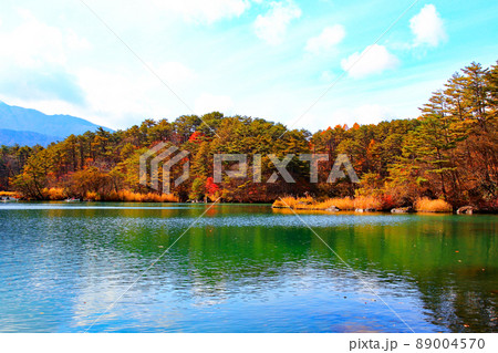 五色沼　毘沙門沼の紅葉 89004570