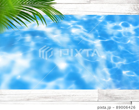 水面とヤシの葉の背景素材 水面とヤシの葉の背景素材 89006426