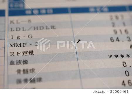 基準を超えた数値が示された血液検査結果 基準を超えた数値が示された血液検査結果 89006461