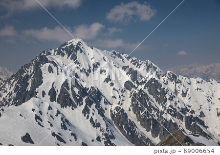 〔富山県・4月〕別山（立山三山）から眺める、岩と雪の殿堂　剱岳 89006654