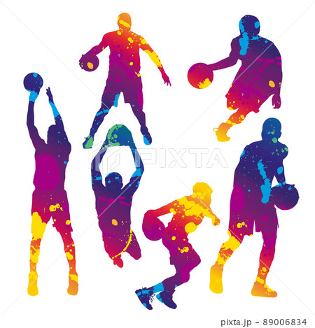 バスケットボールシルエットイラスト カラー のイラスト素材 0064