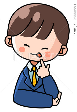 舌を出して悪だくみをするビジネスマンの男性のイラスト 89006993