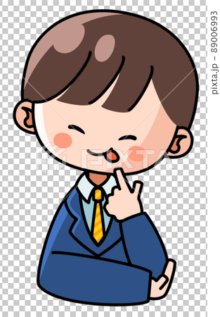 舌を出して悪だくみをするビジネスマンの男性のイラスト 89006993