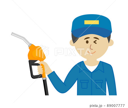ガソリンスタンドでスタッフが給油するイラストイメージ ガソリンスタンドでスタッフが給油するイラストイメージ 89007777