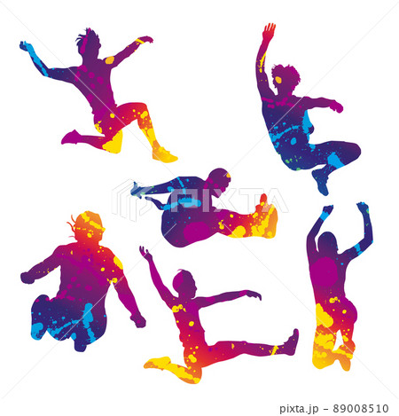 Long Jump Silhouette Illustration Colorful Stock Illustration