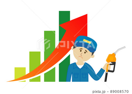 ガソリンの価格が上がって困るガソリンスタンドの店員イラストイメージ 89008570