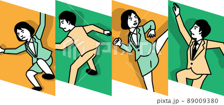 ビジネスシーン　4ポーズの男女 89009380