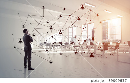 Networking and social communication concept as effective point for modern business 89009637
