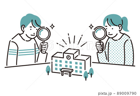 人物 志望校を探す小学生の男女 人物 志望校を探す小学生の男女 89009790