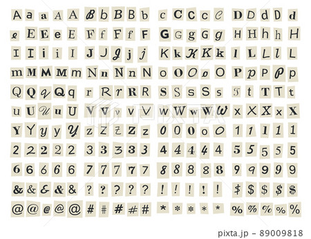 Anonymous Newspaper Letters and Numbers Set. Vector Anonymous Newspaper Letters and Numbers Set. Vector 89009818