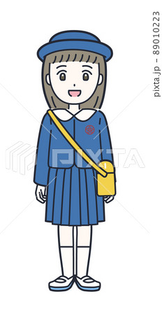 制服を着た女の子の幼稚園児のイラスト素材