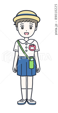 夏服を着た男の子の幼稚園児のイラスト素材