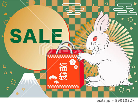 卯年 卯 うさぎ 和モダン 新春 福袋 セール 広告 正月 年賀 背景 かわいい おしゃれ イラストのイラスト素材