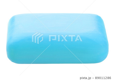 Pieces of blue soap isolated on white background. Hygiene concept. Pieces of blue soap isolated on white background. Hygiene concept. 89011286